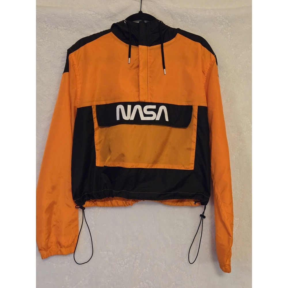 Chemistry Neon Orange/Black Unisex Large NASA‎ Windbreaker Jacket Anorak Hooded